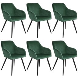 tectake Dining Chair Marilyn Set Of 6 - Dark Green / Black - Size: 6 Pack - thumbnail 1