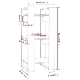 Berkfield Home Beautiful Book Cabinet/Room Divider Grey 41x35x91 cm Solid Wood Pine - Size: 41 x 35 x 91 cm - thumbnail 8
