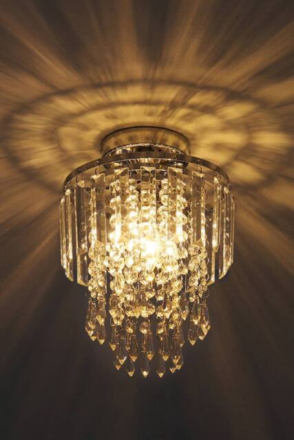 Modern Crystal Mount Ceiling Light in Silver - image 1