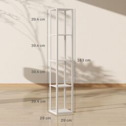 HOMCOM RGB LED Floor Lamp with Shelves & Remote Control for Bedroom, White - thumbnail 3