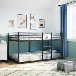 Berkfield Home Breathable Bunk Bed without Mattress Black 100x200 cm Steel
