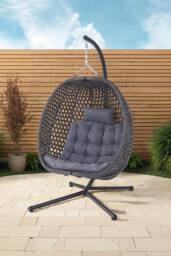 More4Homes Como Hanging Rattan Egg Chair in Grey