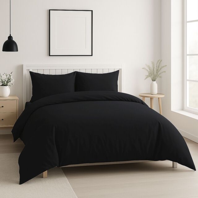 Snug City Luxury 200TC Duvet Cover & Pillowcase/s Set Bed Linen in Black - Size: Single - image 1