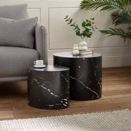 Cheshire Sorrento Nest Of 2 Tables in Black Marble Effect - thumbnail 4
