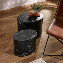 Cheshire Sorrento Nest Of 2 Tables in Black Marble Effect - thumbnail 5