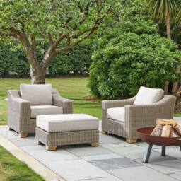 Lemon Pavilion Furniture and Decor Capri Collection Outdoor Foot Stool, Metal, L56 x W81 x H24 cm, Beige - thumbnail 4