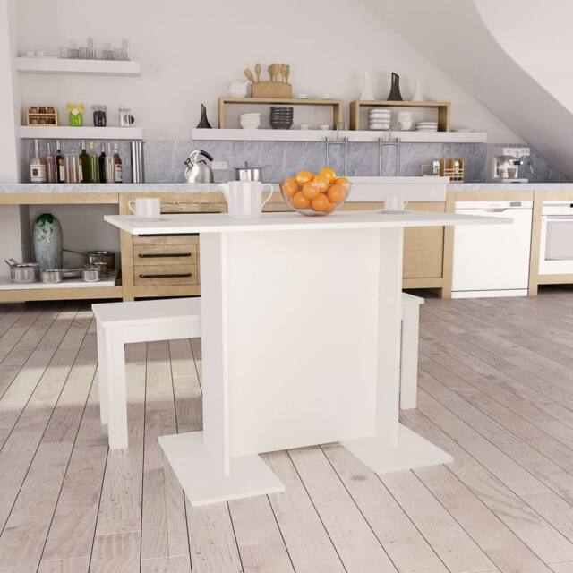 Berkfield Home Dining Table White 110x60x75 cm Engineered Wood - Size: 110 x 60 x 75 cm - image 1