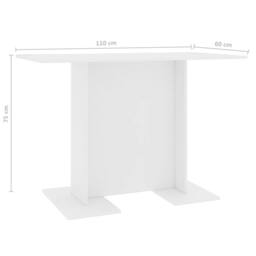 Berkfield Home Dining Table White 110x60x75 cm Engineered Wood - Size: 110 x 60 x 75 cm - thumbnail 6