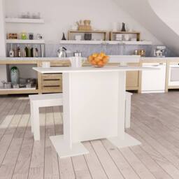 Berkfield Home Dining Table White 110x60x75 cm Engineered Wood - Size: 110 x 60 x 75 cm - thumbnail 1
