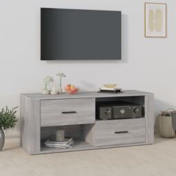 Berkfield Home TV Cabinet Grey Sonoma 100x35x40 cm Engineered Wood - Size: 100 x 35 x 40 cm - thumbnail 1