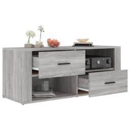 Berkfield Home TV Cabinet Grey Sonoma 100x35x40 cm Engineered Wood - Size: 100 x 35 x 40 cm - thumbnail 5