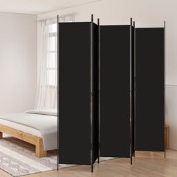 Berkfield Home 5-Panel Room Divider Black 250x220 cm Fabric - thumbnail 1