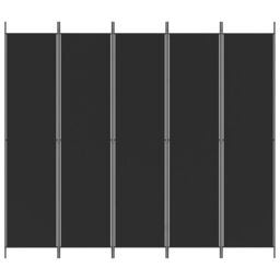 Berkfield Home 5-Panel Room Divider Black 250x220 cm Fabric - thumbnail 3