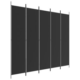 Berkfield Home 5-Panel Room Divider Black 250x220 cm Fabric - thumbnail 2