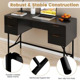 Gymax 120cm Home Office Desk Computer Desk With 4 Drawers & Metal Legs in Black - thumbnail 8