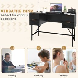 Gymax 120cm Home Office Desk Computer Desk With 4 Drawers & Metal Legs in Black - thumbnail 7