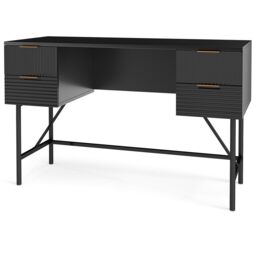 Gymax 120cm Home Office Desk Computer Desk With 4 Drawers & Metal Legs in Black - thumbnail 4