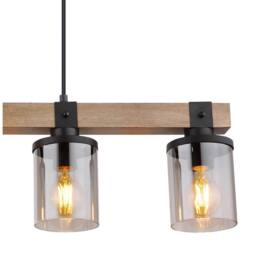 Netlighting Lila Bar Pendant Ceiling Light Matt Black Smoke Glass Shade 4x E27 - thumbnail 3