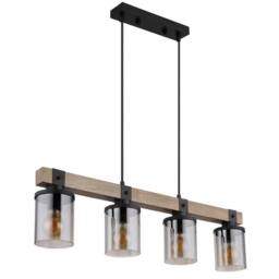 Netlighting Lila Bar Pendant Ceiling Light Matt Black Smoke Glass Shade 4x E27 - thumbnail 2