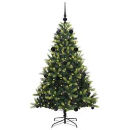 Berkfield Home Realistic Artificial Hinged Christmas Tree 150 LEDs Green 150 cm - thumbnail 1