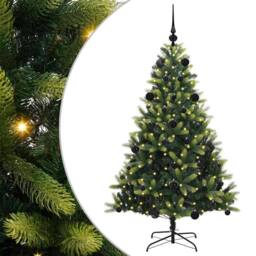 Berkfield Home Realistic Artificial Hinged Christmas Tree 150 LEDs Green 150 cm - thumbnail 3