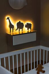 Marco Paul Set of Three Animal Elephant, Rhino & Giraffe Night Lights Wall Mounted LED Lamp in White - thumbnail 2