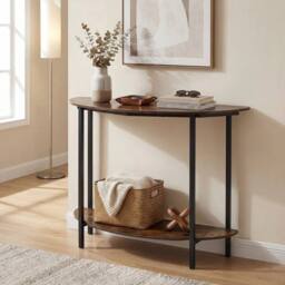 KORVIXA Narrow Entryway Table with Heavy-duty in Brown - Size: 100 cm x 100 cm