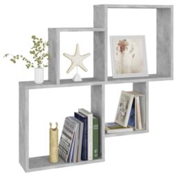 Berkfield Home Wall Cube Shelf Concrete Grey 80x15x78.5 cm Engineered Wood - thumbnail 5