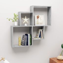Berkfield Home Wall Cube Shelf Concrete Grey 80x15x78.5 cm Engineered Wood