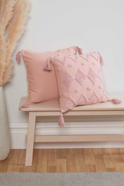 Rapport Home Juniper Tufted Cotton Cushion Cover (43x43 cm) in Dusty Pink - Size: 43 cm x 43 cm - image 1