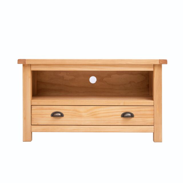 Cabinet Bits Lugo Waxed 1 Drawer TV Cabinet Brass Cup Handle in Light Brown - image 1