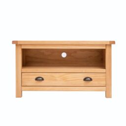 Cabinet Bits Lugo Waxed 1 Drawer TV Cabinet Brass Cup Handle in Light Brown