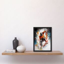 Artery8 Extreme Sports Snowboarding Paint Splat Portrait Artwork Framed Wall Art Print A4 in Black - thumbnail 2