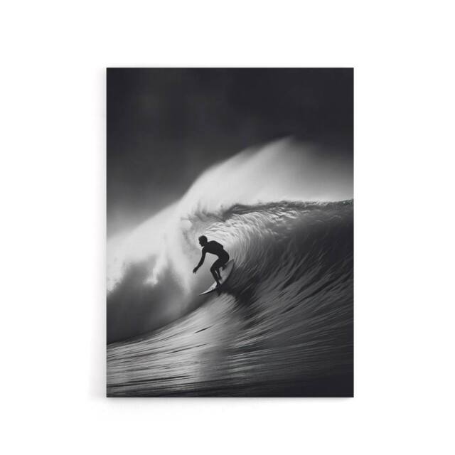 "Artery8 Surfer Riding A Big Wave Photograph Canvas Wall Art Print in Black - Size: W18"" x H24""" - image 1