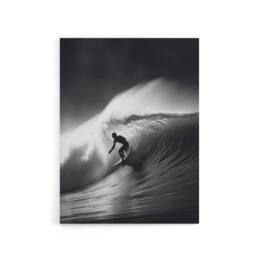 "Artery8 Surfer Riding A Big Wave Photograph Canvas Wall Art Print in Black - Size: W18"" x H24""" - thumbnail 1