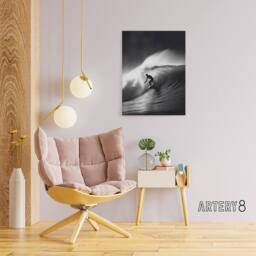 "Artery8 Surfer Riding A Big Wave Photograph Canvas Wall Art Print in Black - Size: W18"" x H24""" - thumbnail 3