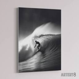 "Artery8 Surfer Riding A Big Wave Photograph Canvas Wall Art Print in Black - Size: W18"" x H24""" - thumbnail 2