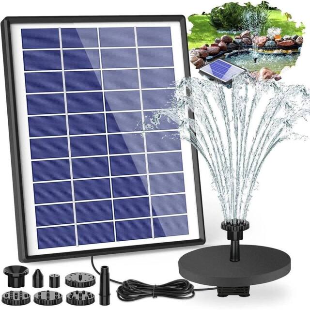 FLAVORA 6.5W Solar Power Fountain Pump Bird Bath Solar Fountain with 6 Nozzles in Black - Size: 100 cm x 100 cm - image 1