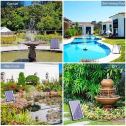 FLAVORA 6.5W Solar Power Fountain Pump Bird Bath Solar Fountain with 6 Nozzles in Black - Size: 100 cm x 100 cm - thumbnail 6