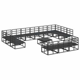 Berkfield Home Garden Sofa Set 14 pcs Black 70 x 70 x 32 cm Aluminium - thumbnail 8