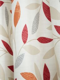 Fusion 'Beechwood' Leaf Trail Pair of 100% Cotton Eyelet Curtains in Red - Size: 117 cm width x 137 cm drop - thumbnail 3