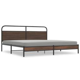 Berkfield Home Metal Bed Frame without Mattress Brown Oak 200x200 cm