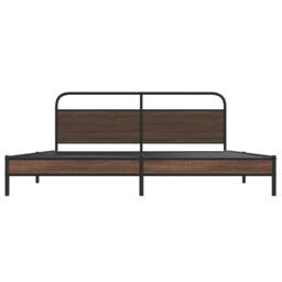 Berkfield Home Metal Bed Frame without Mattress Brown Oak 200x200 cm - thumbnail 5