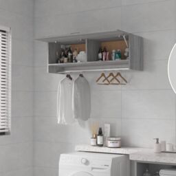 Berkfield Home Wardrobe Grey Sonoma 100x32.5x35 cm Engineered Wood - thumbnail 7