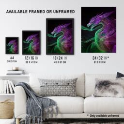 "Artery8 Ethereal Dragon Purple Green Fantasy Art Wall Art Print - Size: W18"" x H24""" - thumbnail 3