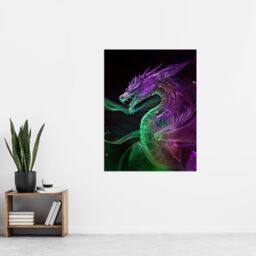 "Artery8 Ethereal Dragon Purple Green Fantasy Art Wall Art Print - Size: W18"" x H24""" - thumbnail 4