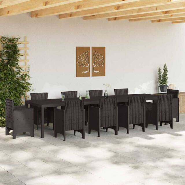 Berkfield Home Garden Table Brown 350x100x73 cm Poly Rattan - Size: 350 x 100 x 73 cm - image 1
