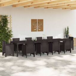 Berkfield Home Garden Table Brown 350x100x73 cm Poly Rattan - Size: 350 x 100 x 73 cm - thumbnail 1