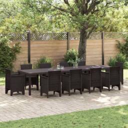 Berkfield Home Garden Table Brown 350x100x73 cm Poly Rattan - Size: 350 x 100 x 73 cm - thumbnail 2