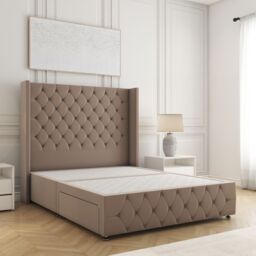 "BSSPOKE Ruby Divan Bed Plush Velvet 54""Headboard 2Drawers Footend No Mattress in Bronze - Size: Small Double" - thumbnail 2